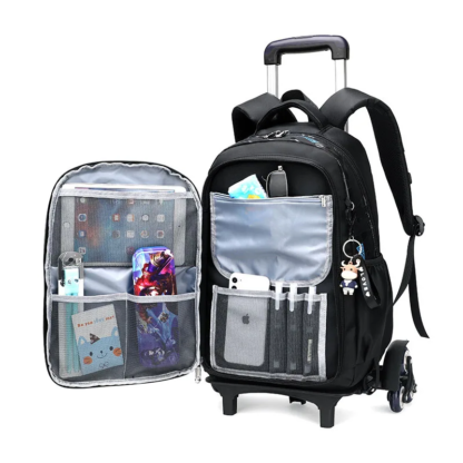 High-capacity Detachable Children Rolling School Bags Student Shoulder Backpacks on 2/6 Wheels Waterproof Luggage Rolling Bag