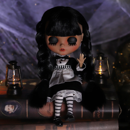 ICY DBS Blyth Doll 1/6 Joint Body 30cm Black Hair Black Eyelids Long Eyelashes Sleepy Eyes Dark Series BJD Toys Fashion Gifts - Image 5