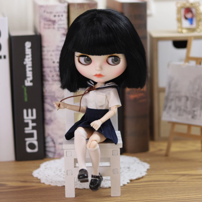 ICY DBS Blythe doll matte face，glossy face black hair nude doll and set doll joint body the gift for boy girl