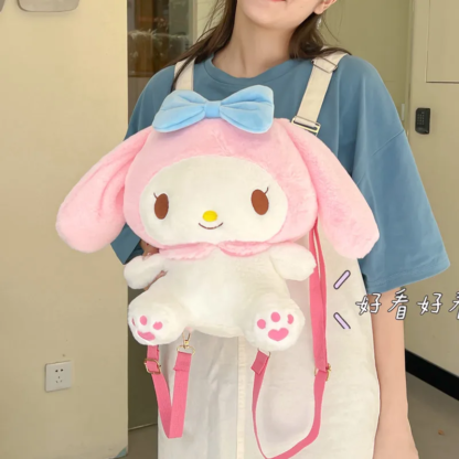 Large Sanrio Plush Backpack Cute Cinnamoroll Plush Doll My Melody Bag Cartoon Kawaii Kulomi Plush Bag Gifts for Kids Girls - Image 3