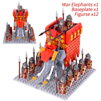 Medieval Military Roman War Elephant Figures Building Blocks Helmets Soldiers Knights Weapons Accessories Toys for kids gifts - Image 2