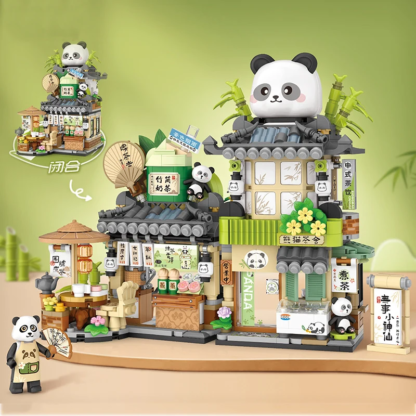 Mini Building Blocks Folding Street View Panda Cafe Model Bricks for Adults and Children Assembled Toys Gifts Home Furnishings - Image 4