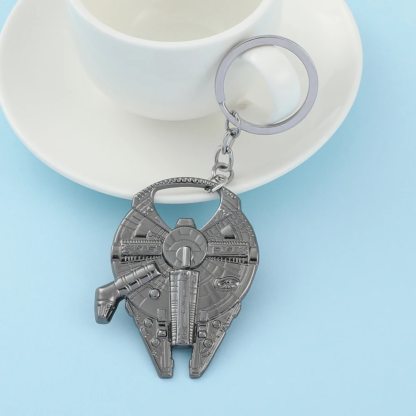 Movie Star Wars Keychain Cartoon Millennium Falcon Spaceship Keyring Pendant Metal Bottle Opener Accessories Corkscrew Kids Toy - Image 5