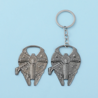 Movie Star Wars Keychain Cartoon Millennium Falcon Spaceship Keyring Pendant Metal Bottle Opener Accessories Corkscrew Kids Toy - Image 4