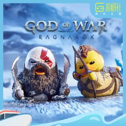 Numskull Tubbz God of Wars Kratos Atreus Action Figure Cosplaying Duck Collectible Toy Yellow Duck Desktop Decorations Kids Gifs