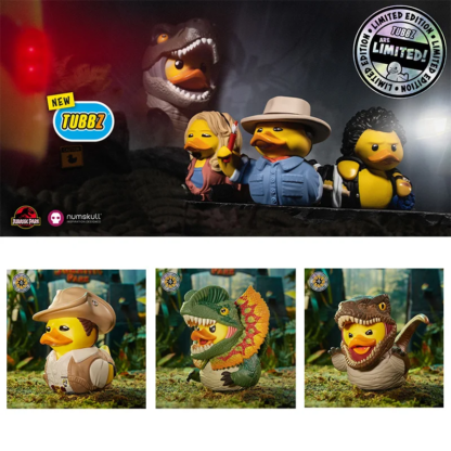 Original Numskull TUBBZ Jurassic Park Muldoon Wong Character Collection Duck Collectible Ornaments Desktop Bathtub Toys Kid Gift