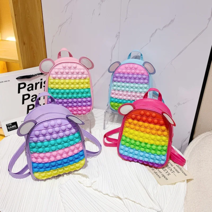 Rainbow Press Backpack Kids Stress Relief School Bag Colorful Cute Girl Special Bag Kindergarten Children's Backpack