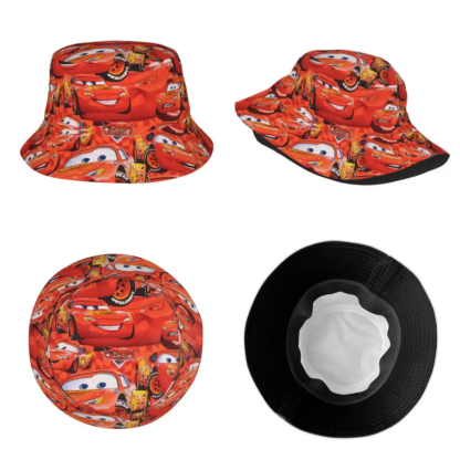 Red Lightning McQueen Bucket Hat for Woman Beach Sun Hat Streetwear Packable for Outdoor Sport Fishing Fisherman Cap Bob Hat - Image 5