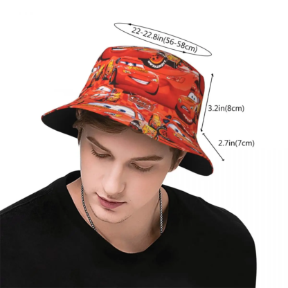 Red Lightning McQueen Bucket Hat for Woman Beach Sun Hat Streetwear Packable for Outdoor Sport Fishing Fisherman Cap Bob Hat - Image 3