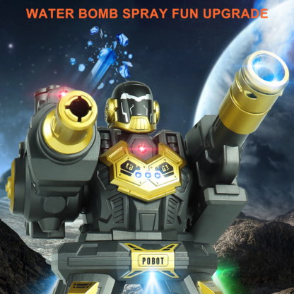 Robot Toy 2.4G Remote Control Robot 4 Wheel Drive Water Bomb Spray Robot Toy with Lights Music 2 Remote Control for Kids Boys - Image 5