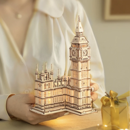 Robotime 3D Wooden Puzzle Game Big Ben Tower Bridge Pagoda Building Model Toys For Children Kids Birthday Gift - Image 4