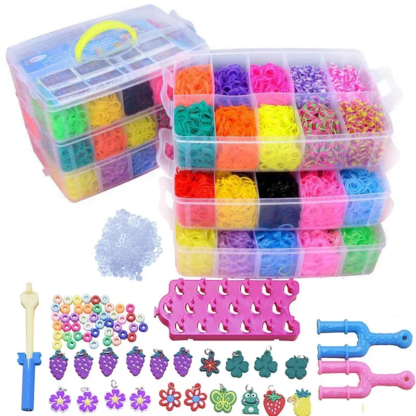 Rubber Bands Loom DIY Handmade Bracelet Making Kits Beads Toys for Girls Children Craft Toys Christmas Gifts Weaving Tool Box