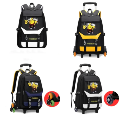 TAKARATOMY Trolley School Bag Students Push and Pull Package Computer Textbook Pack Backpack for Climbing Stairs Holiday Gifts