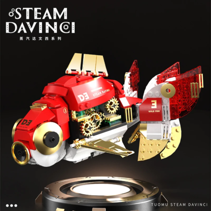 building blocks gold fish Davinci animal model parrot bettle ABS plastic Assembling toy steam punk style gift for boys and girls - Image 5